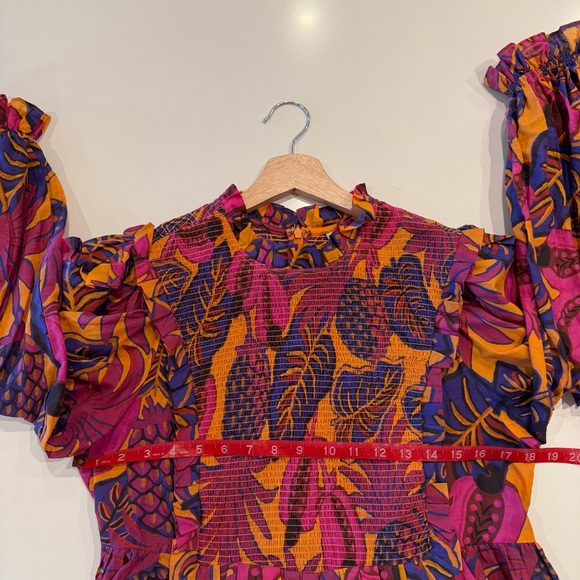 Farm Rio Fruit Dream Smocked Balloon Sleeve Top Size Medium - Picture 6 of 8